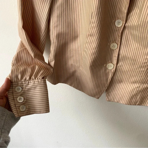 Vintage Jones New York Pink Peach Striped Silk Fitted Blazer Jacket Top - Picture 3 of 5